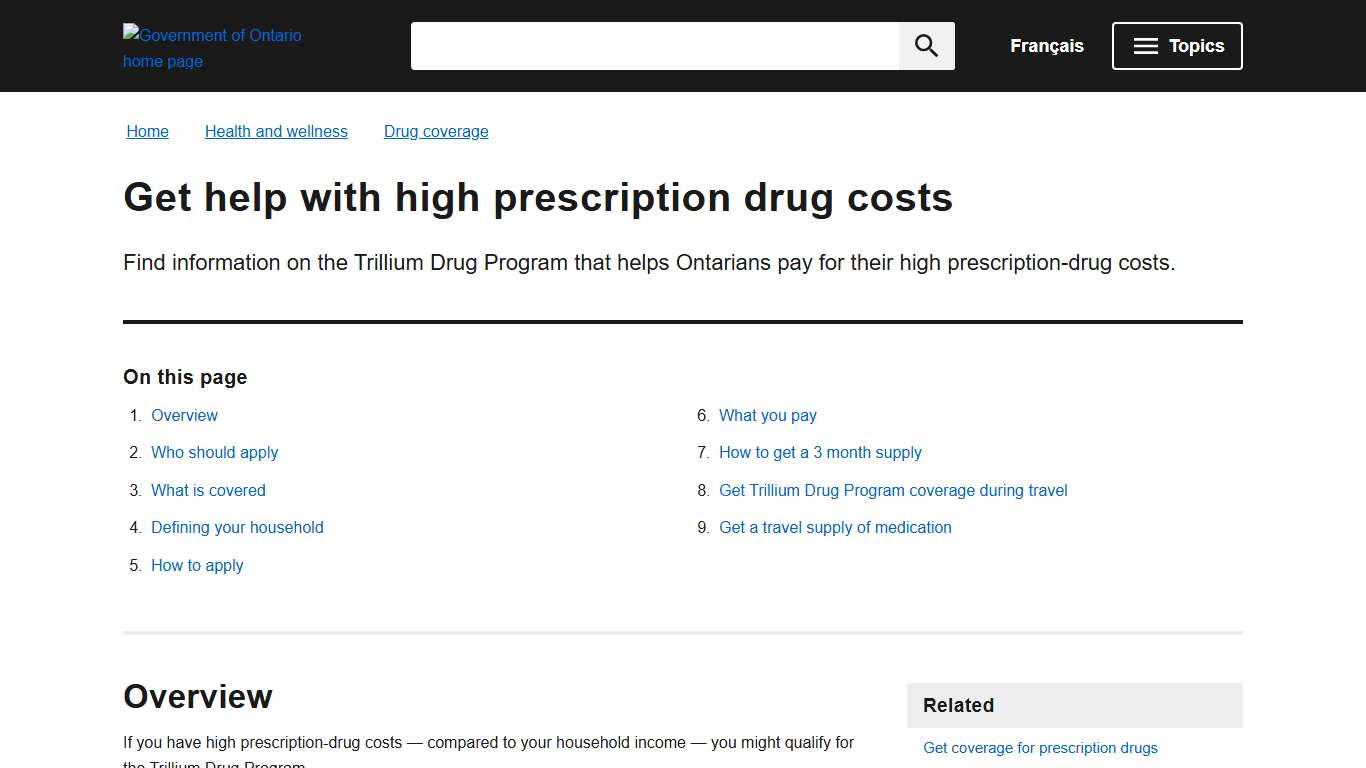 Get help with high prescription drug costs ontario.ca